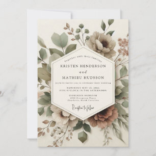 Dusty Sage Floral Woodland Wedding Invitation