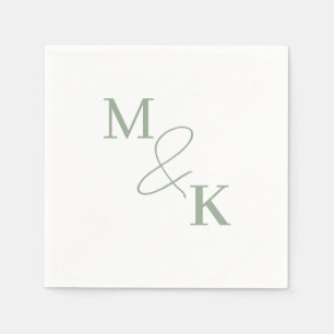Dusty Sage Green Ampersand Monogram Wedding Napkin