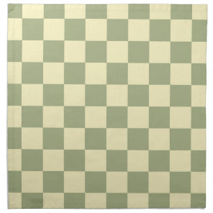 Dusty Sage Green and Butter Yellow Checkerboard Cloth Napkin