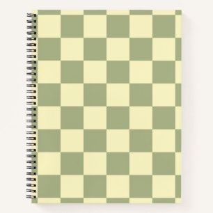 Dusty Sage Green and Butter Yellow Checkerboard Notebook