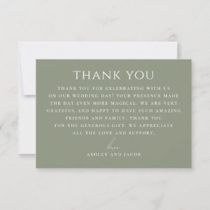 Dusty Sage Green Botanical Wedding Nature Earthy Thank You Card