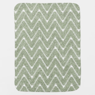 Dusty Sage Green Chevron Pattern Baby Blanket