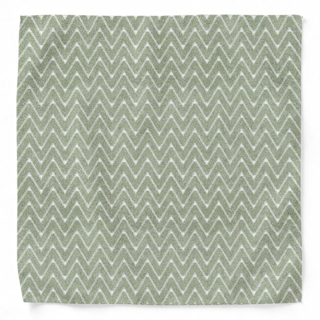 Dusty Sage Green Chevron Pattern Bandana (Front)