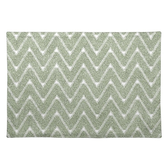 Dusty Sage Green Chevron Pattern Cloth Placemat (Front)