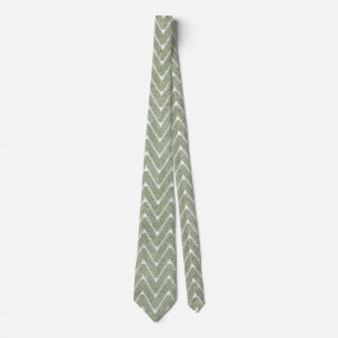 Dusty Sage Green Chevron Pattern Neck Tie