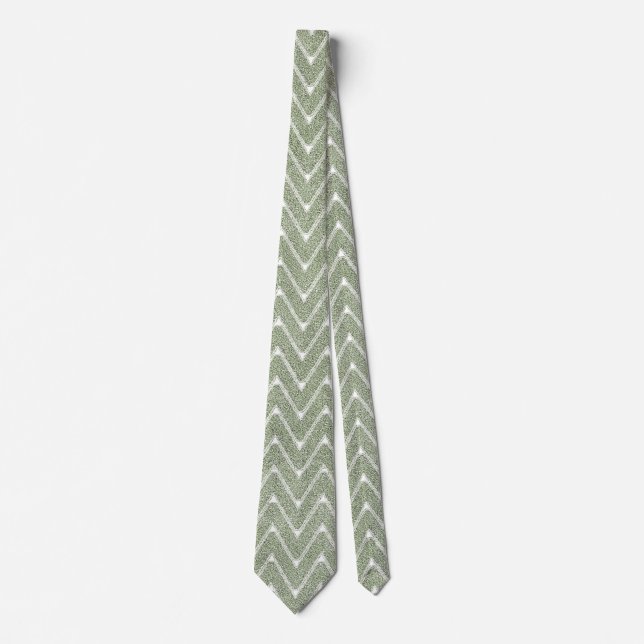 Dusty Sage Green Chevron Pattern Neck Tie (Front)