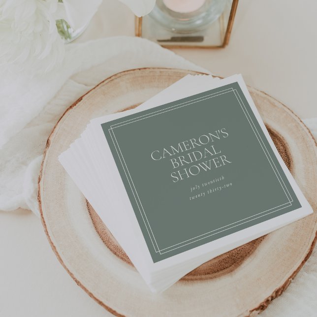 Dusty Sage Green | Classic Bridal Shower Napkins (Creator Uploaded)