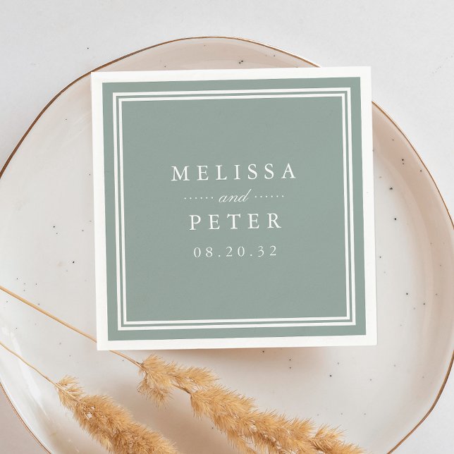 Dusty Sage Green | Classic Personalized Wedding Napkins (Creator Uploaded)