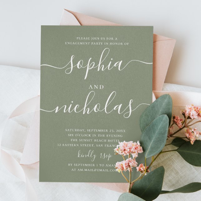 Dusty Sage Green Engagement Party | Garden Wedding Invitation (Creator Uploaded)