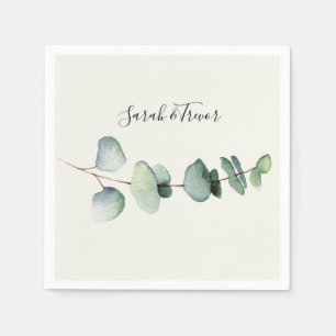 Dusty Sage Green Eucalyptus Minimalist Wedding Napkins