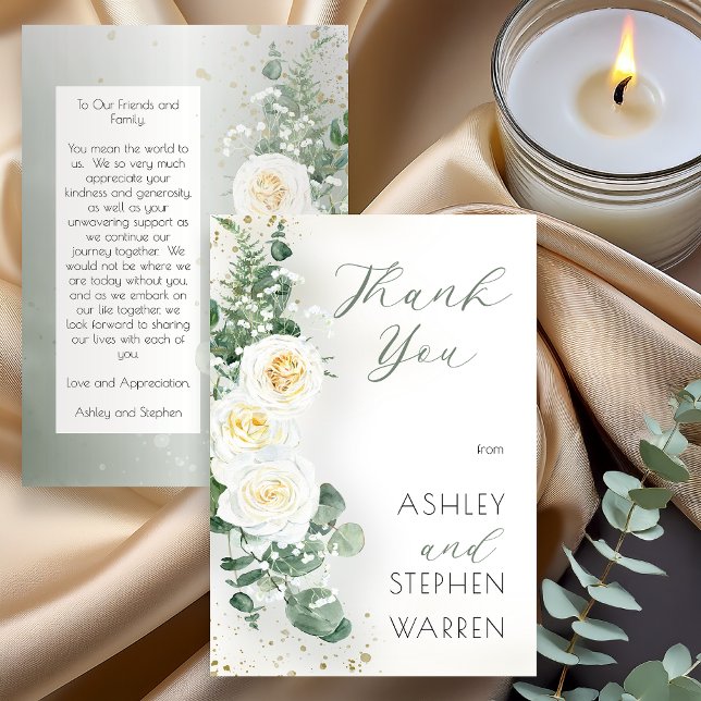 Dusty Sage Green Floral Wedding Thank You Card (Creator Uploaded)
