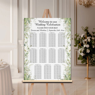 Dusty Sage Green Flowers 11 Tables Wedding Seating Foam Board