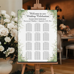 Dusty Sage Green Flowers 12 Tables Wedding Seating Foam Board
