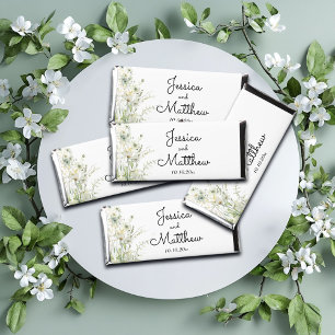 Dusty Sage Green Flowers Wedding Hershey Bar Favors