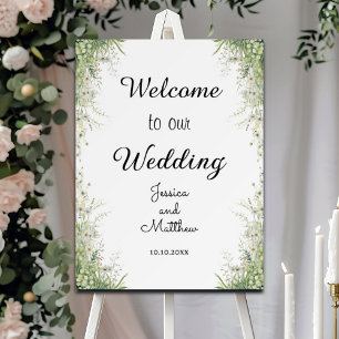 Dusty Sage Green Flowers Wedding Reception Welcome Foam Board