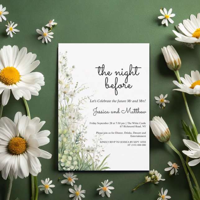 Dusty Sage Green Flowers Wedding Rehearsal Dinner  Invitation (Creator Uploaded)