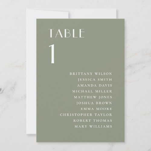 Dusty Sage Green Garden Wedding Seating Chart Invitation