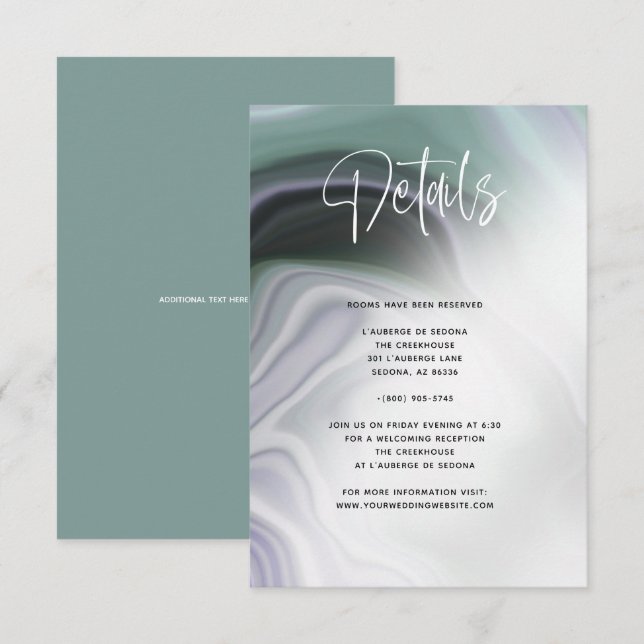 Dusty Sage Green Lilac Agate Details  Invitation (Front/Back)