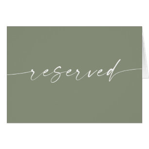 Dusty Sage Green Minimalist Wedding Reserved Sign Cards