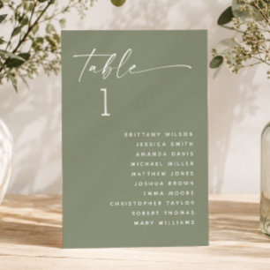 Dusty Sage Green Minimalist Wedding Seating Chart Invitation