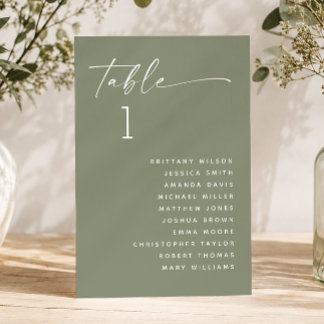 Dusty Sage Green Minimalist Wedding Seating Chart Invitation
