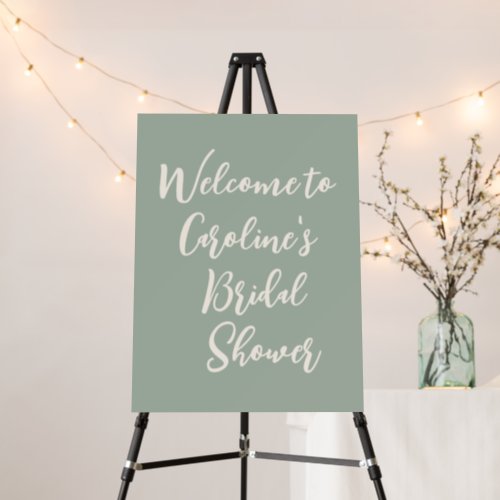 Dusty Sage Green Simple Bridal Shower Welcome Sign
