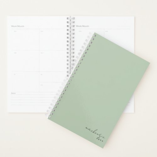 Dusty Sage Green Simple Minimalist Personalized Planner