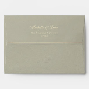 Dusty Sage Green Velvet with Gold Wedding Envelope
