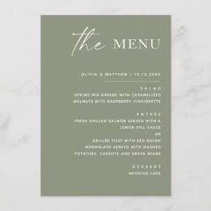 Dusty Sage Green Wedding Elegant Garden Outdoor Menu