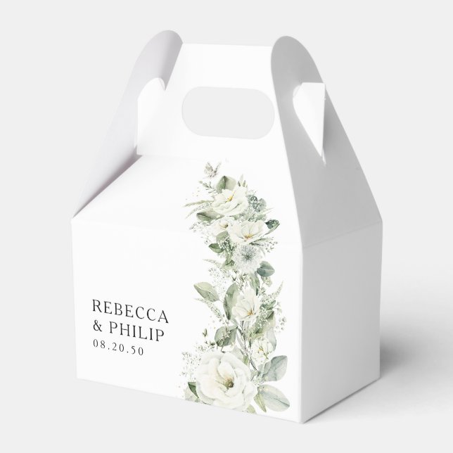 Dusty Sage Green Wedding Favor Boxes (Front Side)