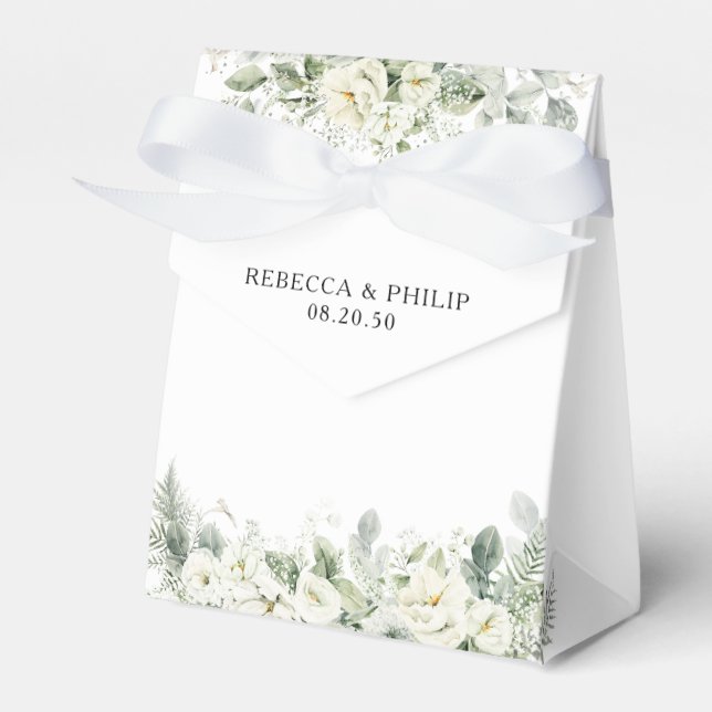 Dusty Sage Green Wedding Favor Boxes (Front Side)
