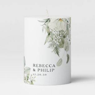 Dusty Sage Green Wedding Pillar Candle