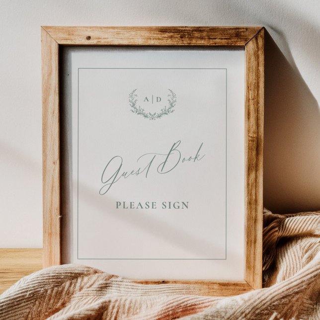 Dusty Sage Guest Book Wedding Table Sign Decor (Creator Uploaded)