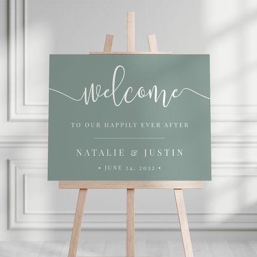 Dusty Sage Happily Ever After Wedding Welcome Sign