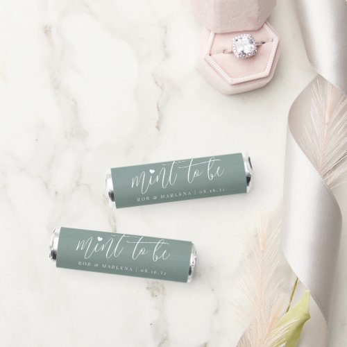 Dusty Sage Heart Calligraphy Personalized Wedding Breath Savers Mints