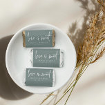 Dusty Sage | Love Is Sweet Personalized Wedding Hershey's Miniatures<br><div class="desc">Share a sweet treat with your guests with these personalized wedding favor chocolate bars. Design features "love is sweet" in modern handwritten script lettering,  with your names and wedding date beneath. Colorway: Dusty Sage,  a soft light eucalyptus green.</div>