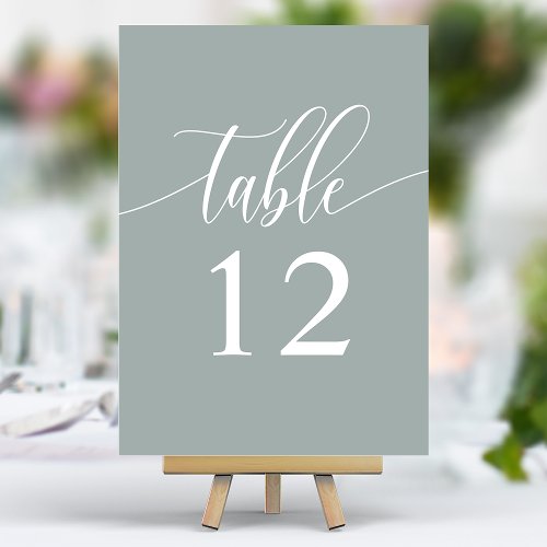 Dusty Sage Minimalist Calligraphy Wedding Table Number