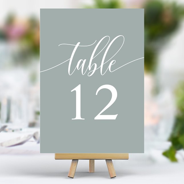 Dusty Sage Minimalist Calligraphy Wedding Table Number (Creator Uploaded)