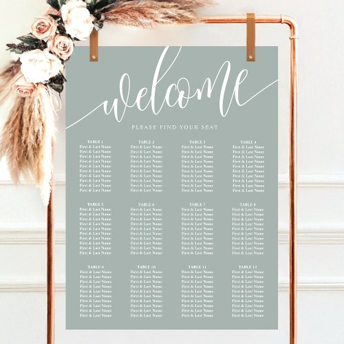 Dusty Sage Minimalist Wedding Seating Chart