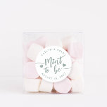 Dusty Sage | Mint to Be Personalized Wedding Favor Classic Round Sticker<br><div class="desc">Punny wedding favor stickers feature "mint to be" in dusty sage green hand lettered script accented with hearts. Personalize with your names and wedding date.</div>