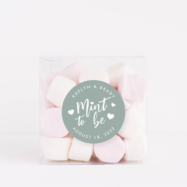 Dusty Sage | Mint to Be Personalized Wedding Favor Classic Round Sticker (Creator Uploaded)