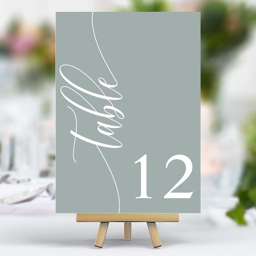Dusty Sage Modern Calligraphy Wedding Table Number