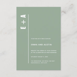 Dusty Sage Modern Minimalist Bold Initials Wedding Invitation