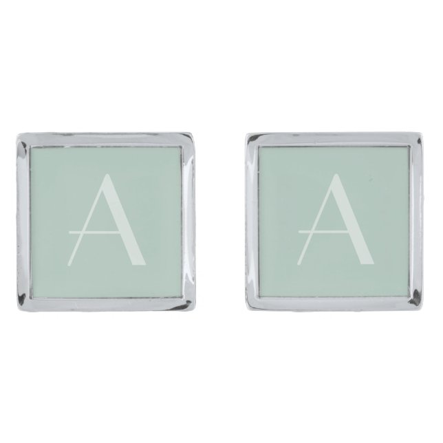 Dusty Sage Monogram Cufflinks (Front)