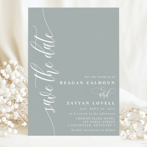 Dusty Sage Simple Modern Script Save The Date