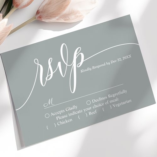 Dusty Sage Simple Script Wedding RSVP Card