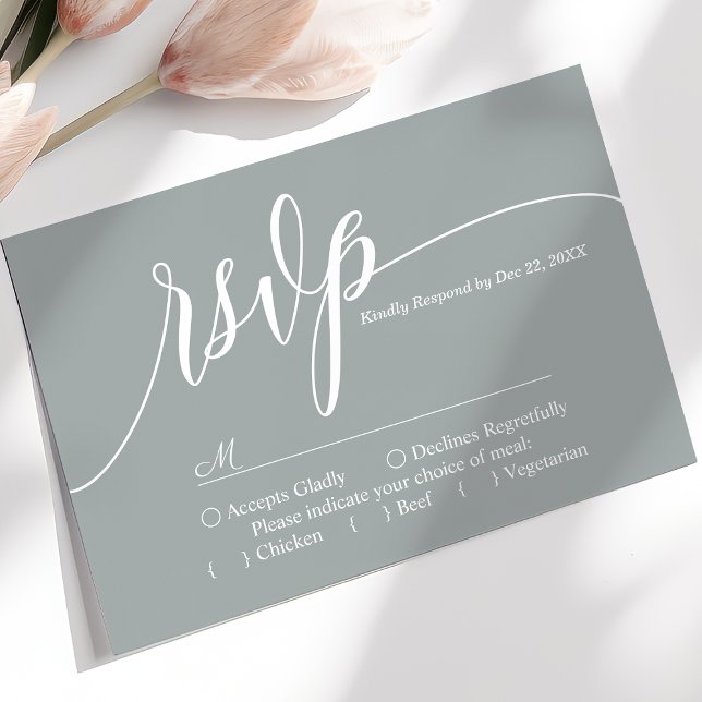Dusty Sage Simple Script Wedding RSVP Card (Creator Uploaded)