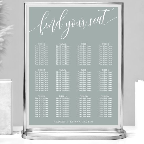 Dusty Sage Simple Wedding Seating Chart