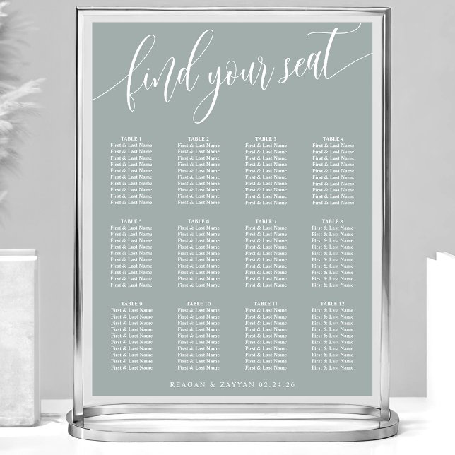 Dusty Sage Simple Wedding Seating Chart (Creator Uploaded)