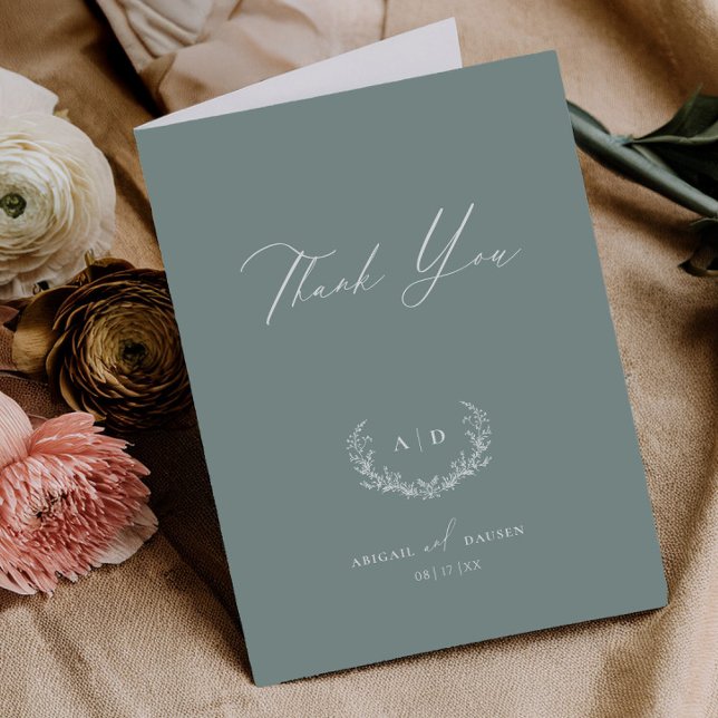 Dusty Sage Thank you Wedding Folded Note Card (Creator Uploaded)